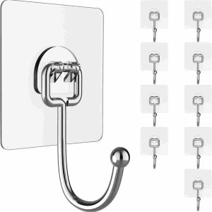 Pubiao Self Adhesive Hooks Heavy Duty Anti-Skid Traceless Sticky Hook for Kitchen Bathroom Clothes Office Ceiling Hanger -12 Pack