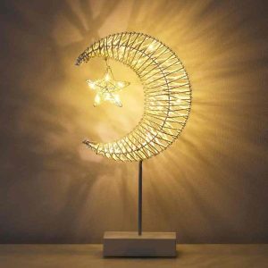 Yoawllty Ramadan Lamp,Ramadan Decorations,Crystal Table Lamp Moon Shape Night Light Touch LED Nightstand Lamp Desk Lamp for Home Bedroom Living Room Ramadan Table Decorations