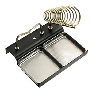 Generic Soldering Iron Stand (Dual Compartment, Black+Silver, 12 x 9 x 2cm, Cast Iron, Universal)