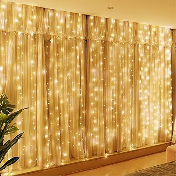 Gesto 8 Modes Curtain Strip Lights - 300 LEDs 10 Fairy Light for Outdoor Decoration | for Diwali Decoration, Christmas, Wedding, Party | with Remote and USB Power Supply (Warm White | 9.8 X 9.8 Feet)